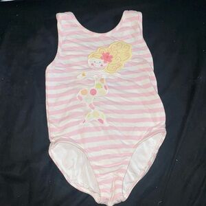 Pink & White Striped Mermaid Swimsuit